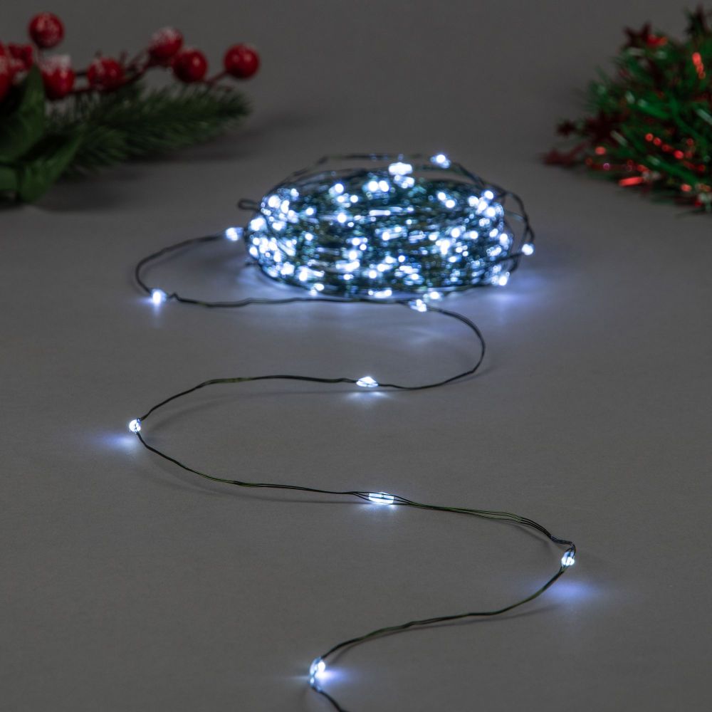 ULD-S40000-4000-DGA WHITE IP20 DEW Гирлянда светодиодная Роса. 400м. 4000 светодиодов. Белый свет. Провод зеленый. ТМ Uniel