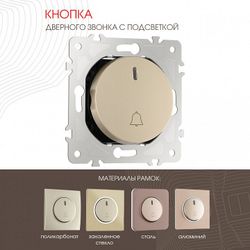 Кнопка звонка для жалюзи с подсветкой без рамки Arte Milano 202 202.37-1.shampan