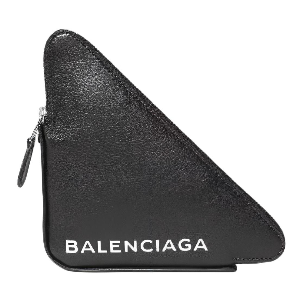 Balenciaga Solid Color Cow Leather Triangle Bag Clutch Small Unisex Black