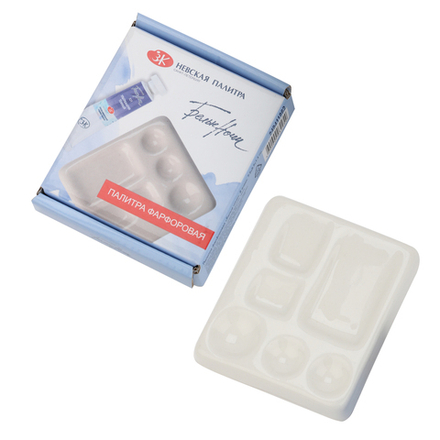 Палитра фарфоровая "Белые ночи", 7,5 х  8,5 х 1,4 см, 6 ячеек