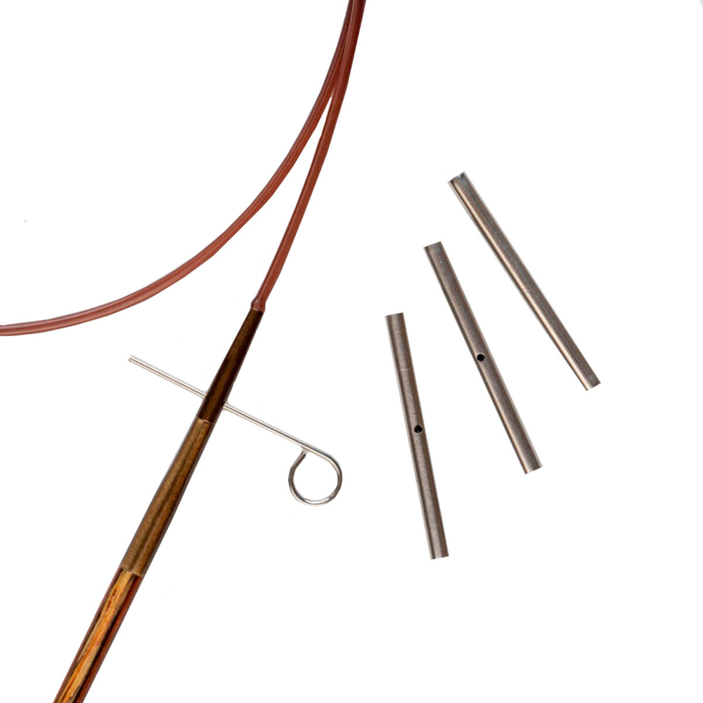 10510 Адаптер для тросика - 3шт (длина 35мм - 2шт, 50мм - 1шт) + кабельный ключик, KnitPro