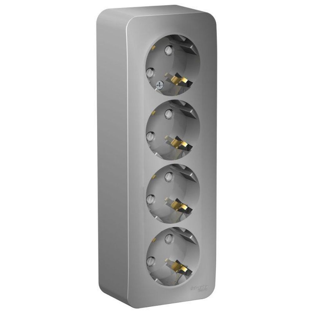 Розетка 4-м ОП Blanca 16А IP20 250В с заземл. защ. шторки с изолир. пластиной алюм. SE BLNRA011413 Розетка 4-м ОП Blanca 16А IP20 250В с заземл. защ. шторки с изолир. пластиной алюм. SE BLNRA011413