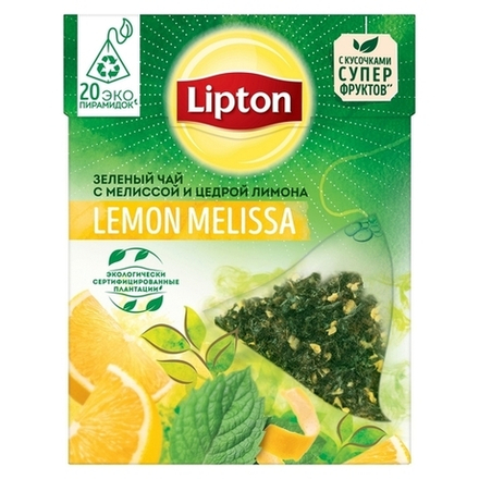 Чай зеленый в пирамидках Lipton Lemon Melissa, 20 пак/уп (Липтон)
