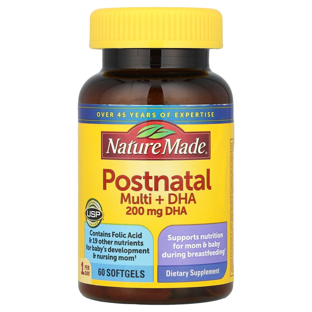 Nature Made, Postnatal Multi + DHA, 60 мягких таблеток