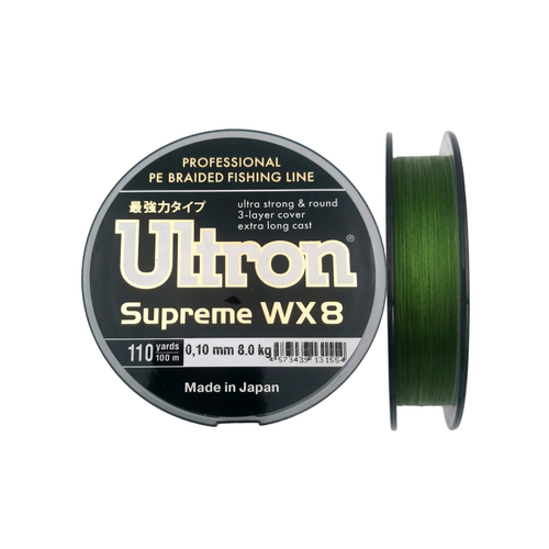 Шнур ULTRON WX 8 Supreme 0,10 мм., 8,0 кг, 100 м, хаки
