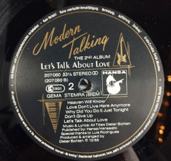 Винтажная виниловая пластинка LP Modern Talking Lets Talk About Love (The 2nd Album) (Germany 1985) Cheri Cheri Lady