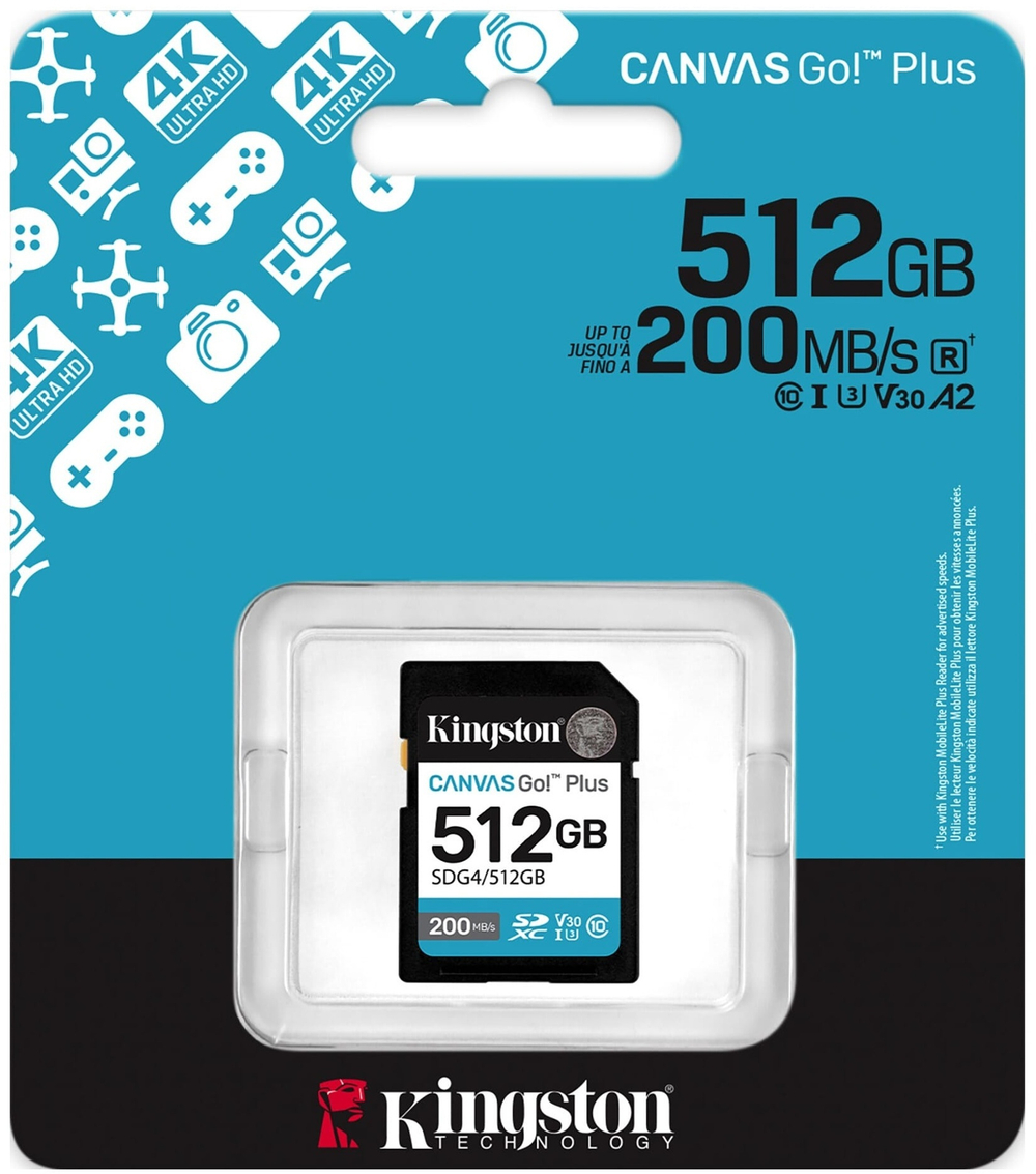 Карта памяти SDXC 512GB Kingston SDG4/512GB