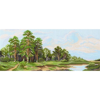 "Сосны у реки"-1072 канва с рисунком