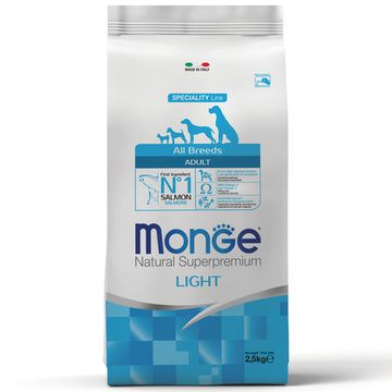 Monge Dog Light корм для собак всех пород низкокалорийный Лосось с рисом (2,5)