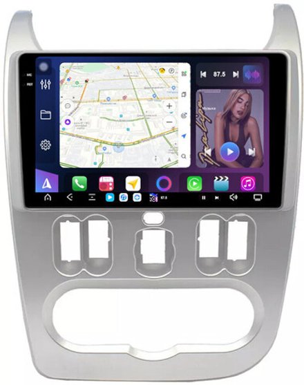 Магнитола для Renault Logan/Sandero 1 2009-2014 - FarCar GX752M монитор 9.5" 2K QLED на Android 14, TS20, 6+128Гб, CarPlay, 4G SIM-слот