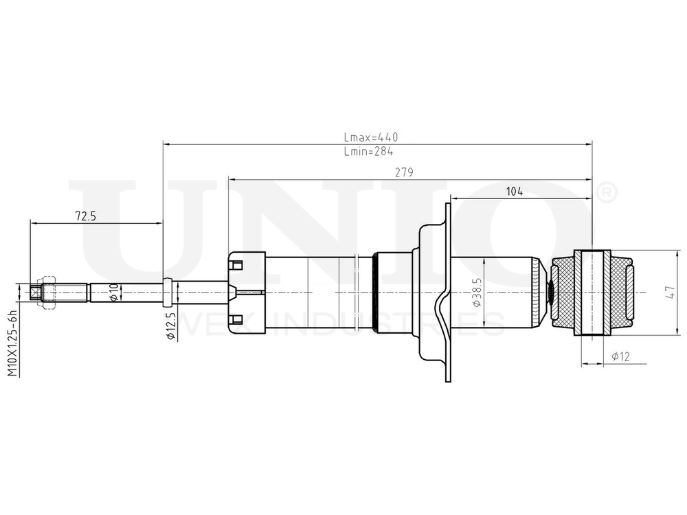 Амортизатор газовый задней подвески UNIO SAB-10560