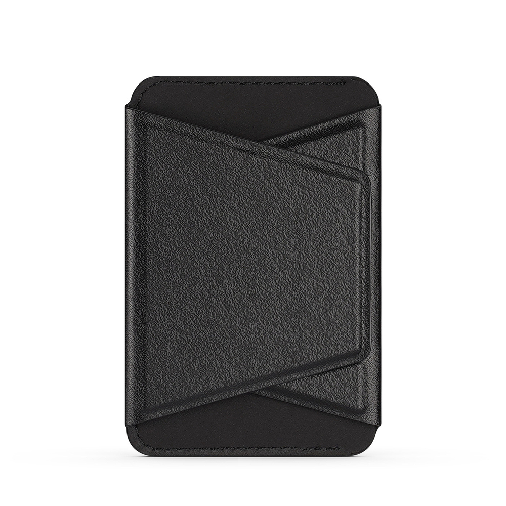 Магнитный держатель картхолдер с MagSafe черного цвета от Dux Ducis, серия Mawa Series Magnetic PU Leather