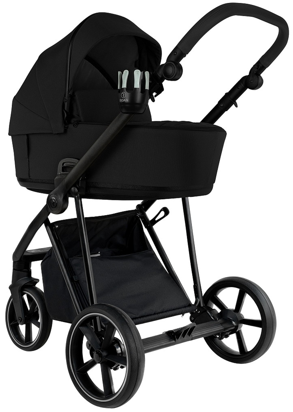 Детская коляска Roan Sol 2.0 3 в 1 с автокреслом Pituso Baesa Pro Black,Beige Canopy SLL/30/T Caviar Black/Black/руч.Black