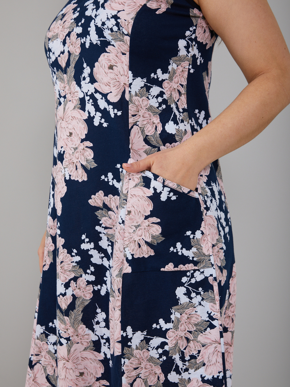 Платье П-012/тсиний-пудровыйпион