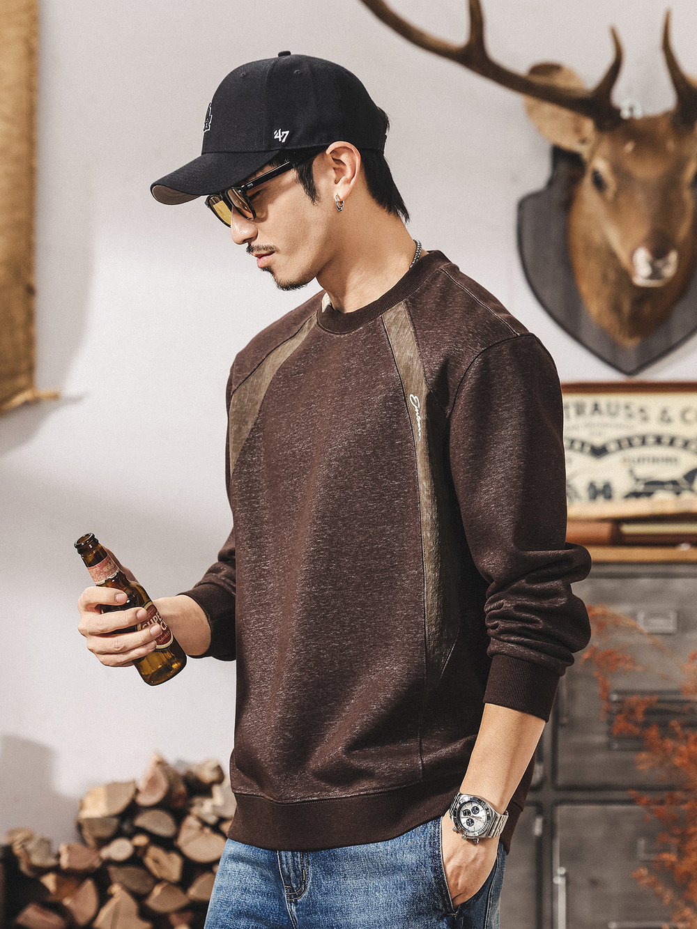 Футболка с вставками и рукавами в тон