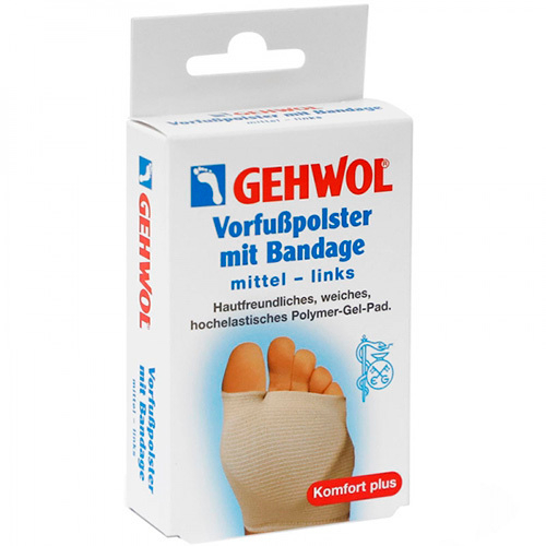 Защитная подушка под плюсну из гель-полимера и бандажа, большой размер, левая Gehwol 1шт