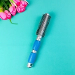 Расческа массажная брашинг «БИЕНТО», цвет ручки голубой, d-4см, 23,5 см (блистер Ultramarine)