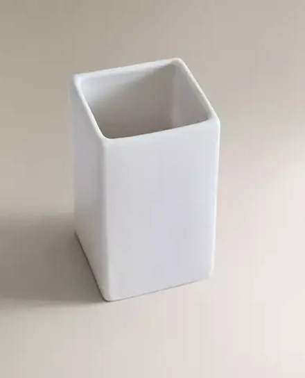 ZARA HOME ФАЯНСОВЫЙ СТАКАН ДЛЯ ЗУБНЫХ ЩЕТОК, БЕЛЫЙ