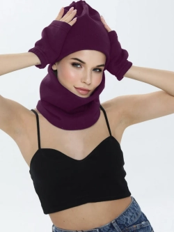 Шапка бини с начесом для хвоста, дред и кос