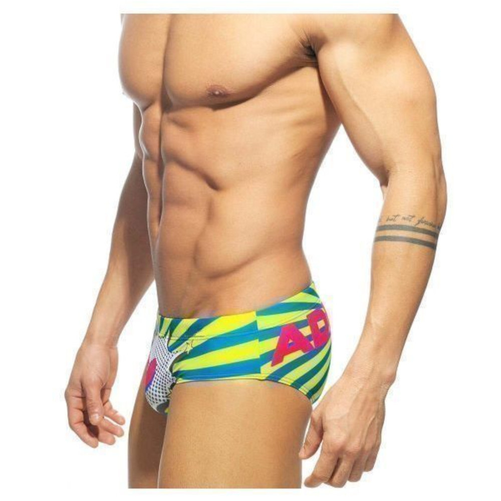 Мужские плавки брифы зеленые с принтом Addicted  Пуш -ап