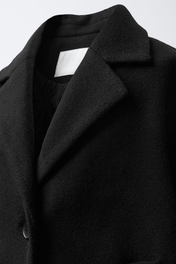 ZARA ПАЛЬТО ИЗ ШЕРСТЯНОЙ ТКАНИ, ЧЕРНЫЙ