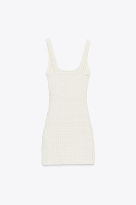 ZARA КОРОТКОЕ ПЛАТЬЕ ИЗ ЭЛАСТИЧНОЙ ТКАНИ, ЭКРЮ/ЧЕРНЫЙ