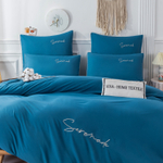 КПБ Однотонный Сатин Вышивка CH039, Евро, 4 наволочки