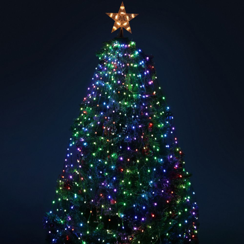 Светодиодная новогодняя гирлянда ЭРА ERASG -03 дождь умная со звездой на елку | Гирлянды