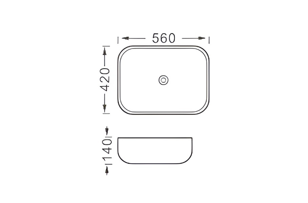 Раковина накладная для установки на столешницу AQUATEK AQ5526-MW 560*420*140, матовый белый