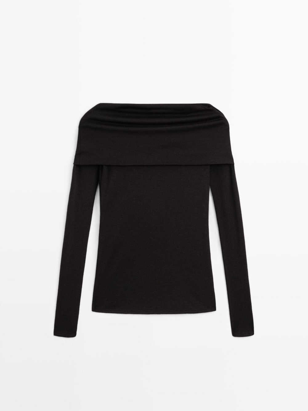 Massimo Dutti Футболка без бретелей с длинными рукавами, черный