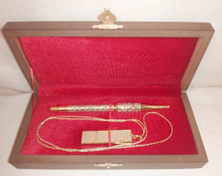 Набор ручка с флешкой "Герб РФ" 32гб (Златоуст)