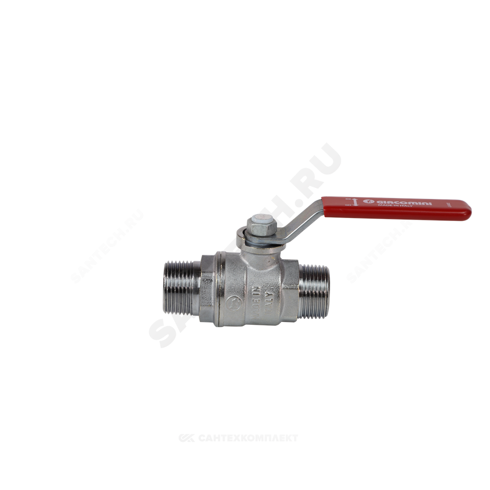 Кран шаровой латунь хром R253DL Ду 15 Ру42 НР рычаг красный Giacomini R253LX003