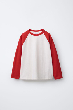 ZARA Х BENSIMON ® ЛОНГСЛИВ С ДЛИННЫМИ РУКАВАМИ, КРАСНЫЙ