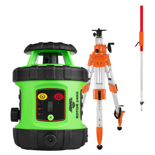 Комплект: ротационный нивелир AMO ROTOR 240G + штатив, рейка