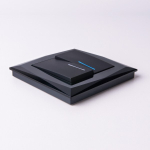 Выключатель двухклавишный с подсветкой (черный матовый)