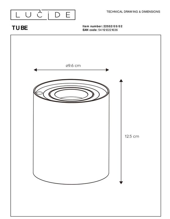 Настольная лампа Lucide Tube 22552/05/02