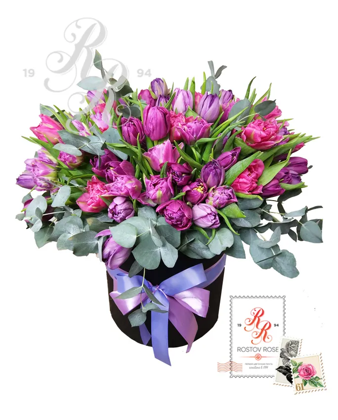 51 Пионовидный тюльпан сиренево-фиолетовый микс