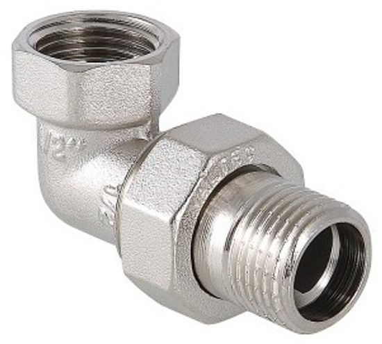 Сгон разъемный (американка) Valtec 1 1/4" ВР/НР угловой латунь никел. VTr.098.N.0007