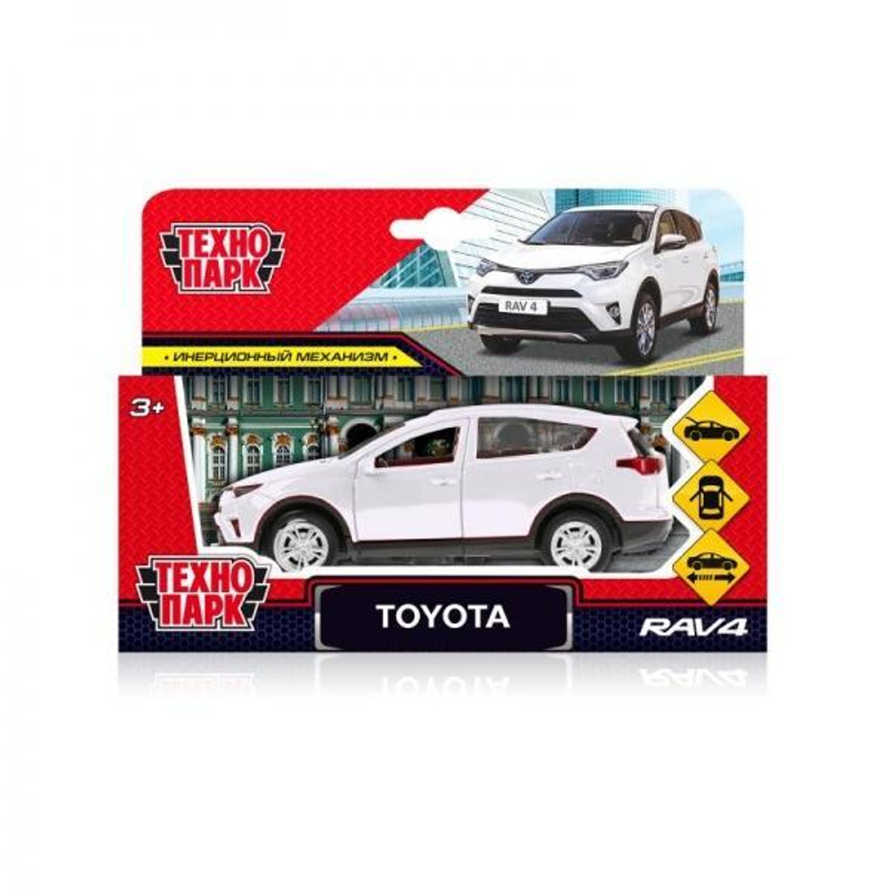 Модель ин. мет. "Toyota Rav4" 12см, двери, багаж, белый, коробка RAV4-WH-WOD (Технопарк)