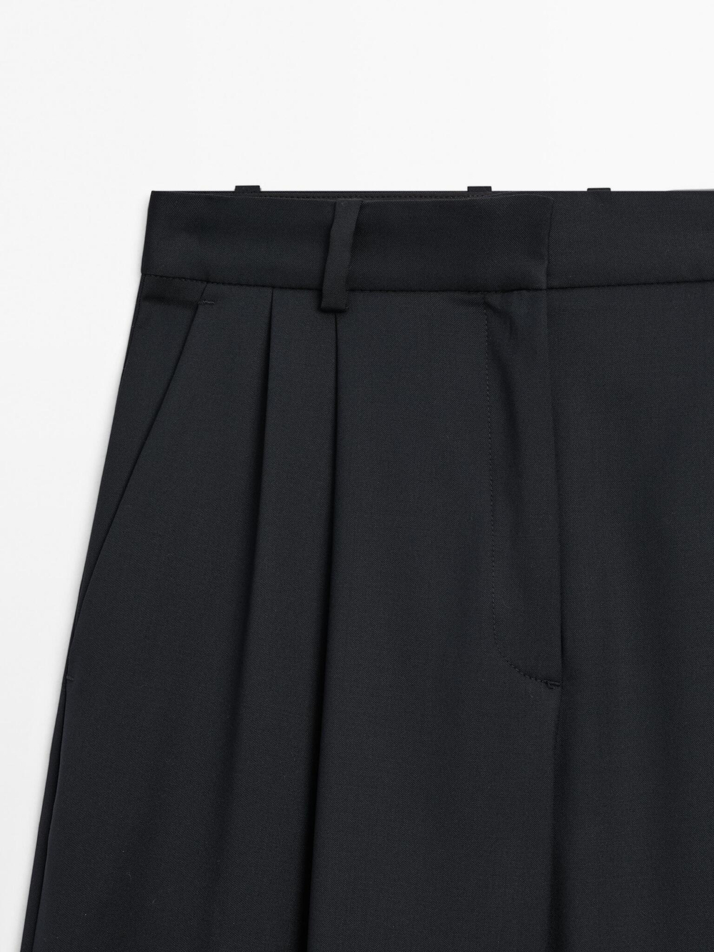 Massimo Dutti Брюки из 100% шерсти с широкими штанинами, темно-синий