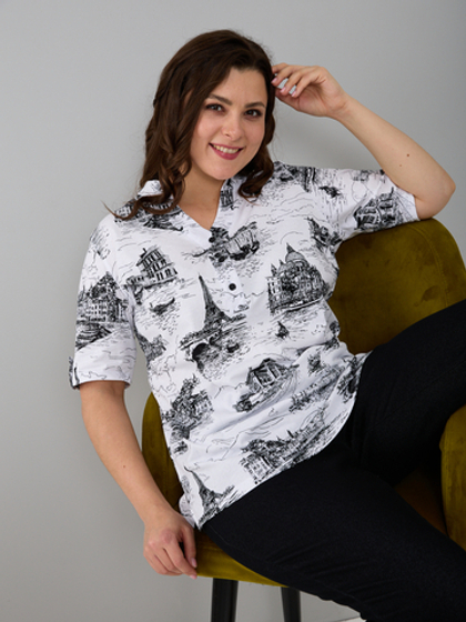Блузка БЛ-122/белый-города