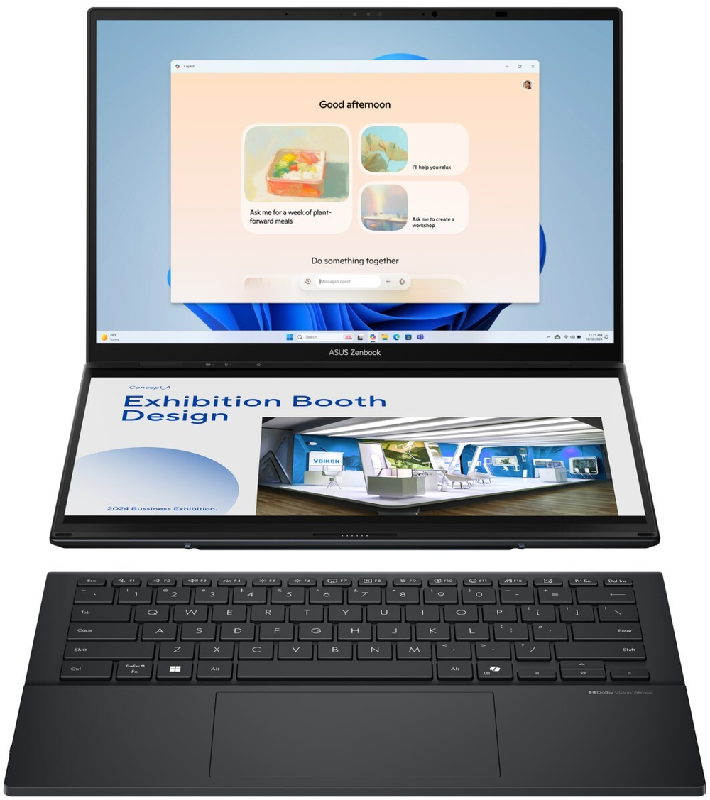 Ноутбук  ASUS Zenbook Duo UX8406CA-QL221W 14 ", Core Ultra 7, 16 Гб RAM, 1 Тб SSD, Arc graphics 140T, Темно-серый
