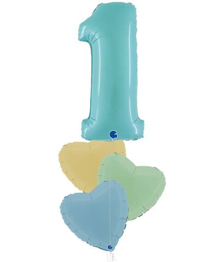 Фонтан с цифрой "В голубом цвете с сердечками"