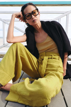 ZARA БРЮКИ ИЗ 100% ЛЬНА — ZW COLLECTION, ГОРЧИЧНЫЙ