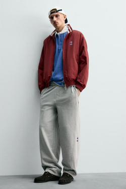 ZARA X CHAMPION ® БРЮКИ-ДЖОГГЕРЫ WIDE FIT, СЕРЫЙ МЕЛАНЖ