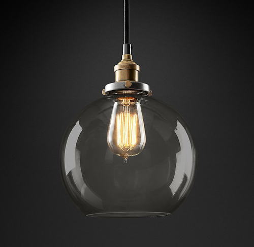 Подвесной дизайнерский светильник  20th C. Factory Filament Smoke Glass Caf? Pendant by Restoration Hardware