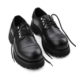 HANQIAORIJI Black Blood Collection Cow Split Leather Casual Leather Shoes Unisex Black