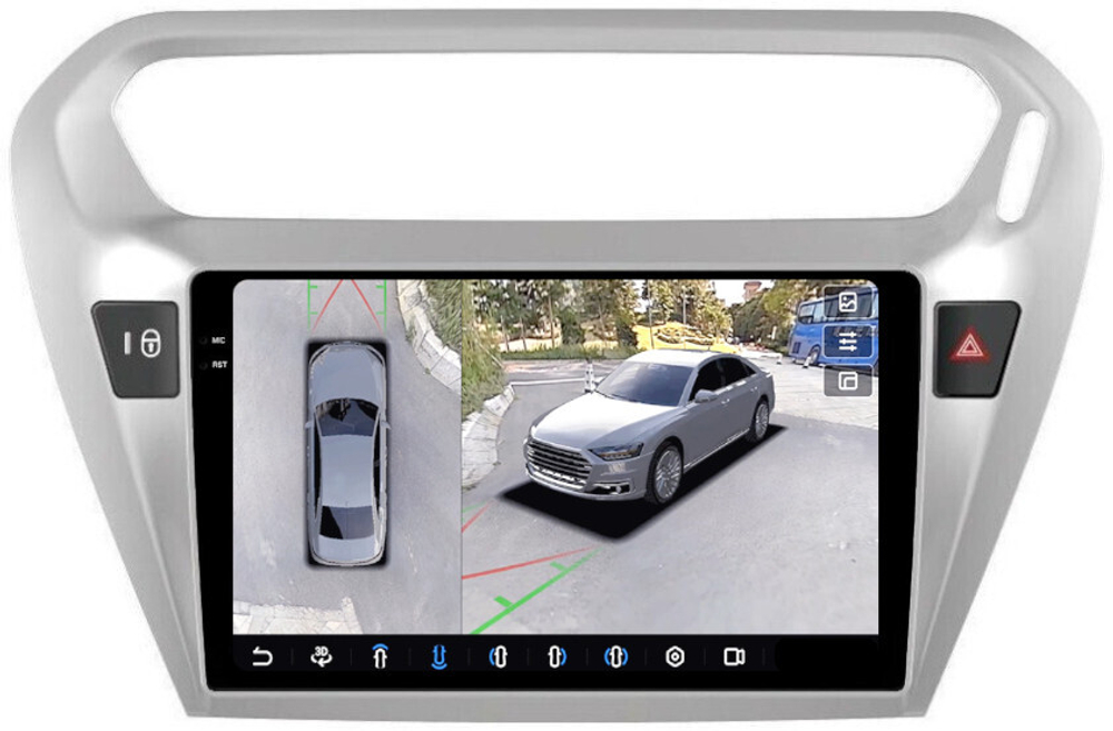 Магнитола для Peugeot 301, Citroen C-Elysee - FarCar BX294M-360 монитор 9.5" 2K QLED на Android 13, 6Гб+128Гб, CarPlay, 4G SIM-слот, 4 камеры в комплекте