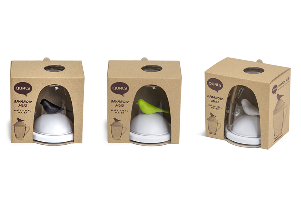 Чашка с крышкой sparrow, белая/черная