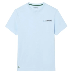Мужская теннисная футболка Lacoste Ultra Dry Printed Sport - light blue/blue